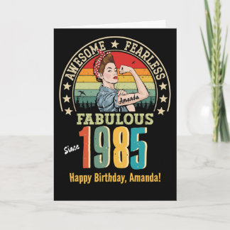 Carte d'anniversaire personnalisée rétro Rosie la