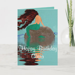 Carte d'anniversaire personnalisée Sirène Bleue