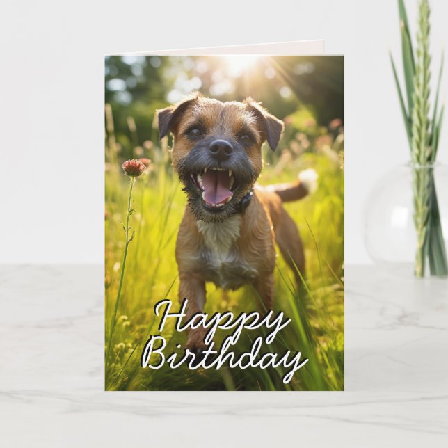 Carte d'anniversaire personnalisée Terrier Joyeux (Devant)