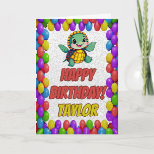 Carte d'anniversaire personnalisée Turtle
