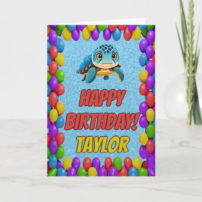 Carte d'anniversaire personnalisée Turtle (Devant)