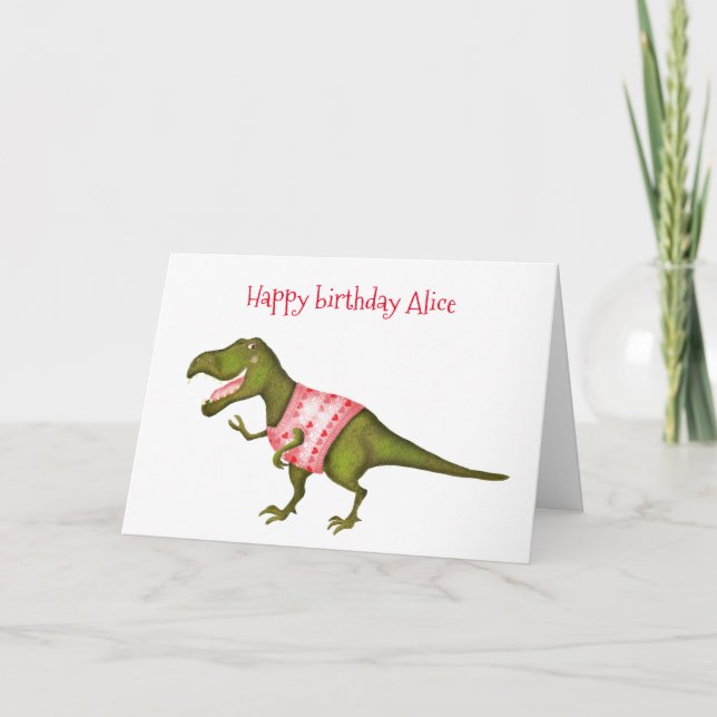 Carte d'anniversaire personnalisée Tyrannosaurus r (Devant)