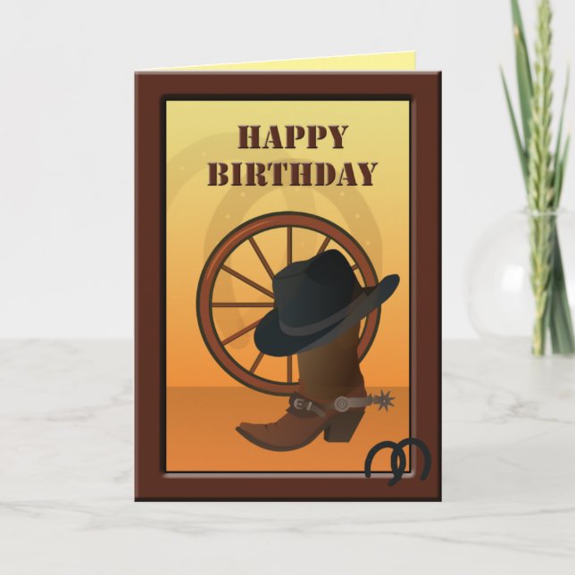 Carte d'anniversaire personnalisée Western Cowboy (Devant)