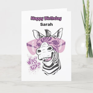Carte d'anniversaire personnalisée - Zebra glamour