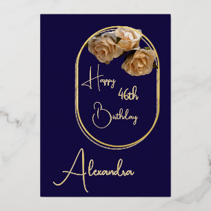 Carte d'anniversaire personnelle Marine & Gold nom