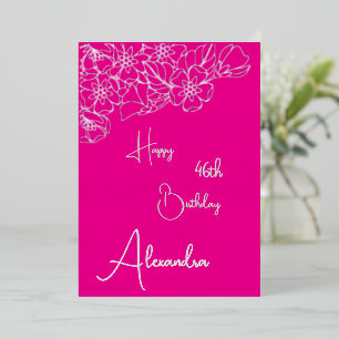 Carte d'anniversaire personnelle rose et argent po