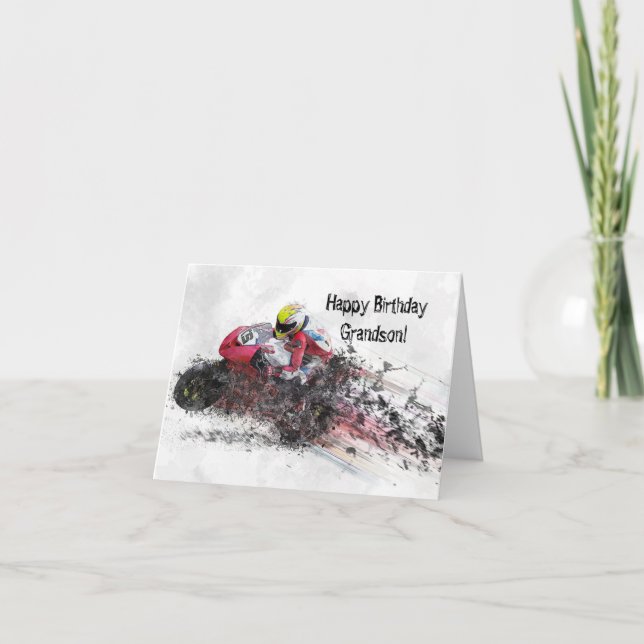 CARTE D'ANNIVERSAIRE PETIT-FILS DE COURSE (Devant)