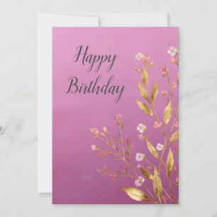 Carte d'anniversaire Pink Floral & Gold Foil