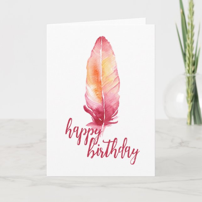 Carte d'anniversaire Pink & Orange Watercolor (Devant)