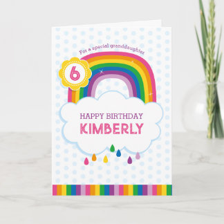 Carte d'anniversaire Pink Rainbow personnalisée po