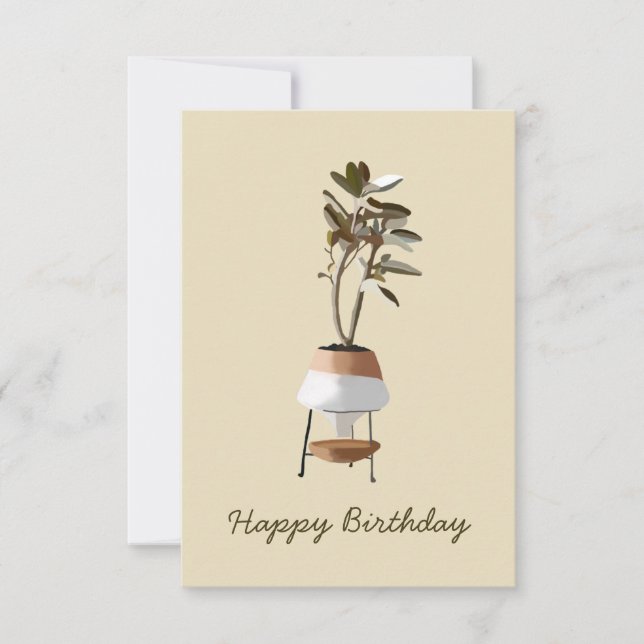Carte d'anniversaire plante en pot méditerranéen (Devant)
