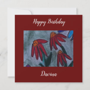 Carte d'anniversaire plat Red Daisy