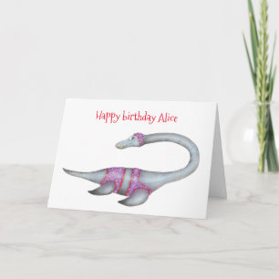 Carte d'anniversaire Plesiosaur personnalisée