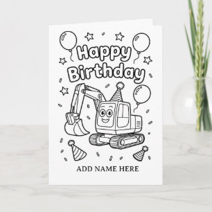 carte d'anniversaire pliée à colorier en construct