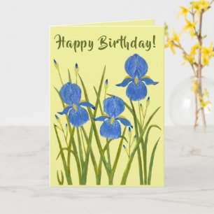 Carte d'anniversaire pliée aux fleurs d'Iris