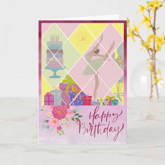 Carte d'anniversaire pliée standard de 5 po x 7 po (Fleur jaune)