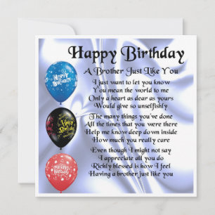 Carte d'anniversaire - Poème frère