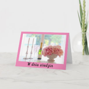 Carte d'anniversaire polonaise urodziny rose carte