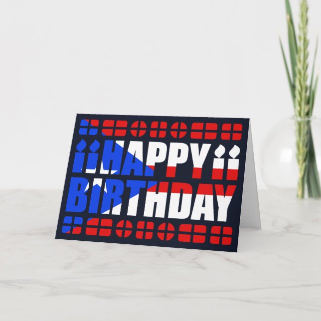 Carte d'anniversaire Porto Rico Flag (Devant)
