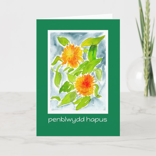 Carte d'anniversaire Pot Marigolds : Salutation ga (Devant)