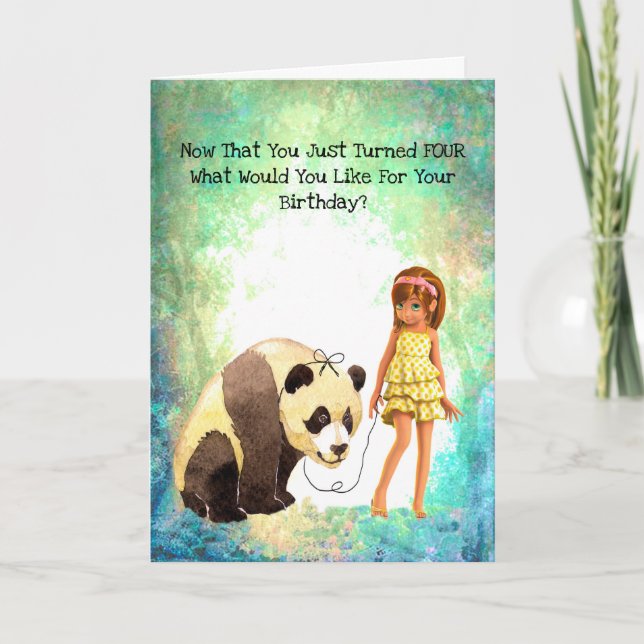 Carte d'anniversaire pour 4 ans. Vieux, ou votre c (Devant)