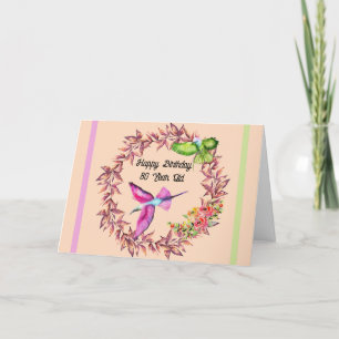 Carte d'anniversaire pour 80 ans Femme avec oiseau