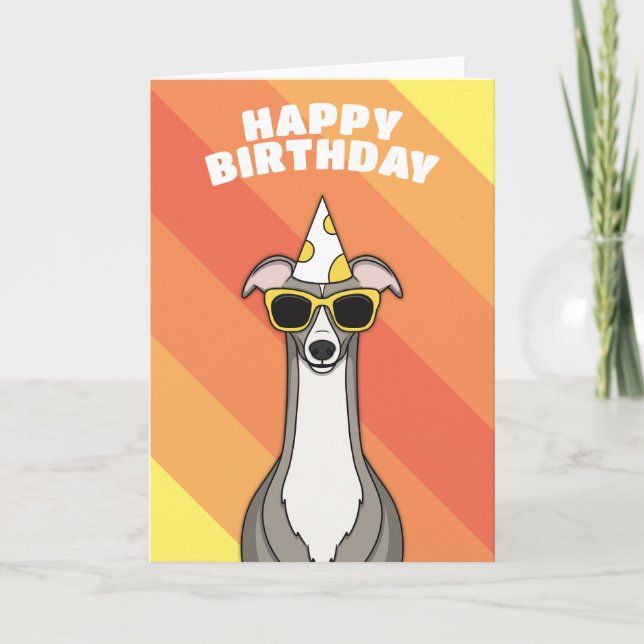 Carte d'anniversaire pour chien Greyhound (Devant)