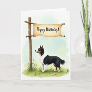 Carte d'anniversaire pour chien tricolore