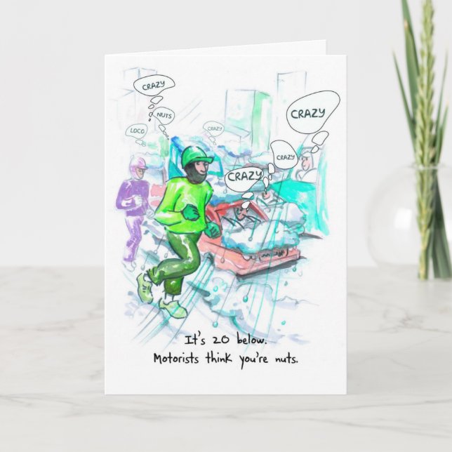Carte d'anniversaire pour coureur - Crazy Runner (Devant)