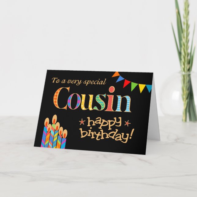 Carte d'anniversaire pour cousin, Guirlande et bou (Devant)