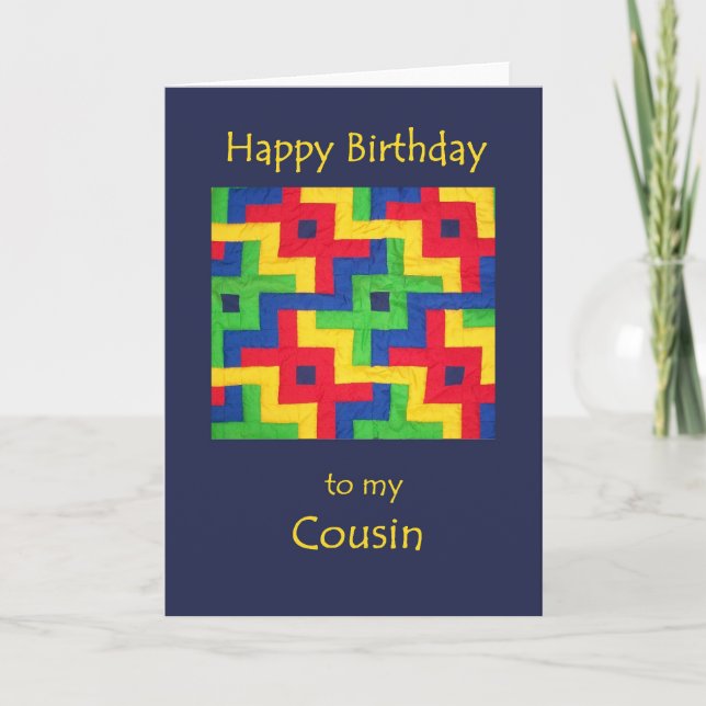 Carte d'anniversaire pour Cousin - Patchwork Quilt (Devant)