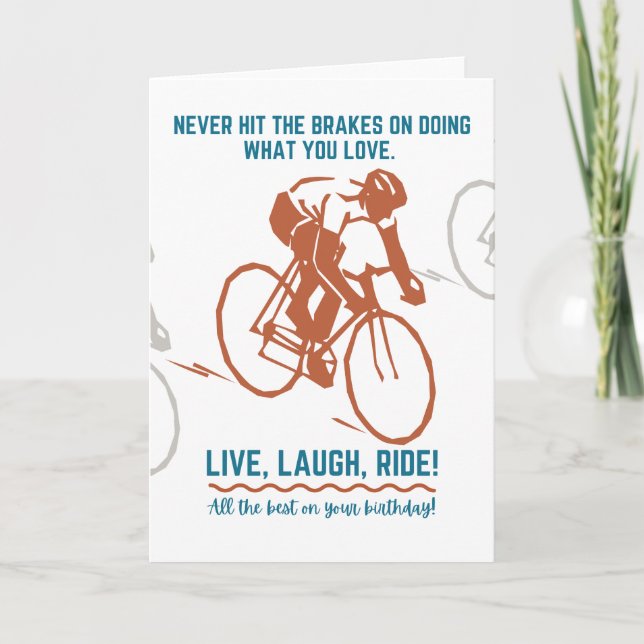Carte d'anniversaire pour cycliste, cycliste (Devant)