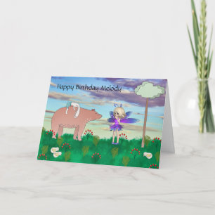 Carte d'anniversaire pour enfant avec ours et fée