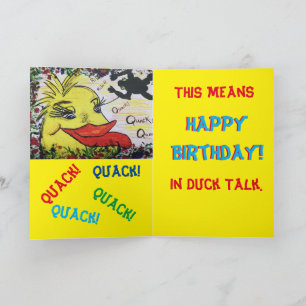 Carte d'anniversaire pour enfant canard
