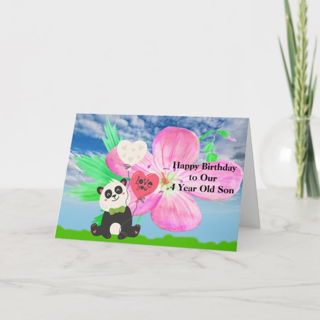 Carte d'anniversaire pour enfant de 4 ans avec Pan (Devant)
