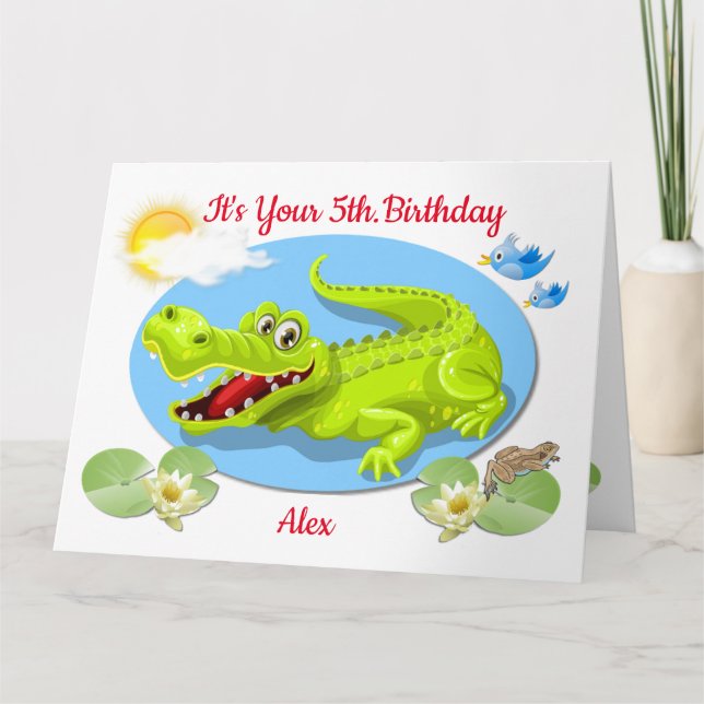 Carte d'anniversaire pour enfants Crocodile souria (Devant)
