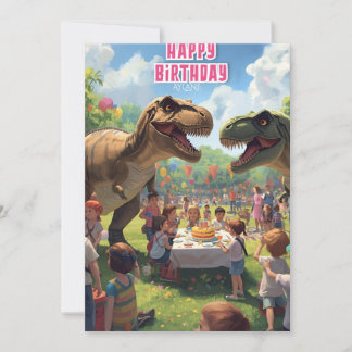 Carte d'anniversaire pour enfants dinosaures