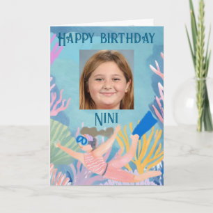 Carte d'anniversaire pour enfants fille snorkeler 