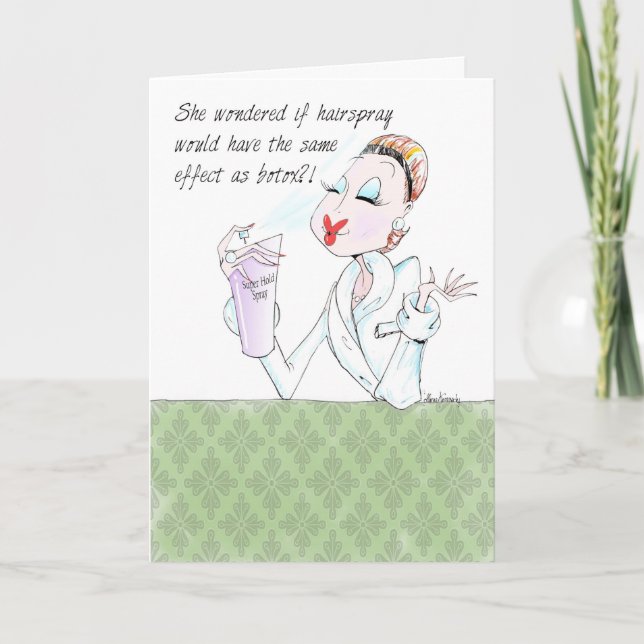 carte d'anniversaire pour femmes amusantes - botox (Devant)
