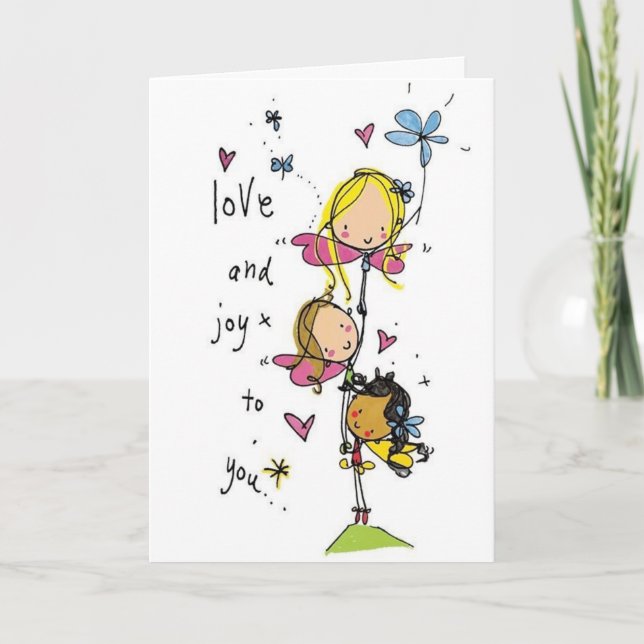 Carte d'anniversaire pour filles - Fées (Devant)