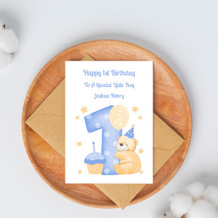 Carte d'anniversaire pour garçon de 1 an avec ours