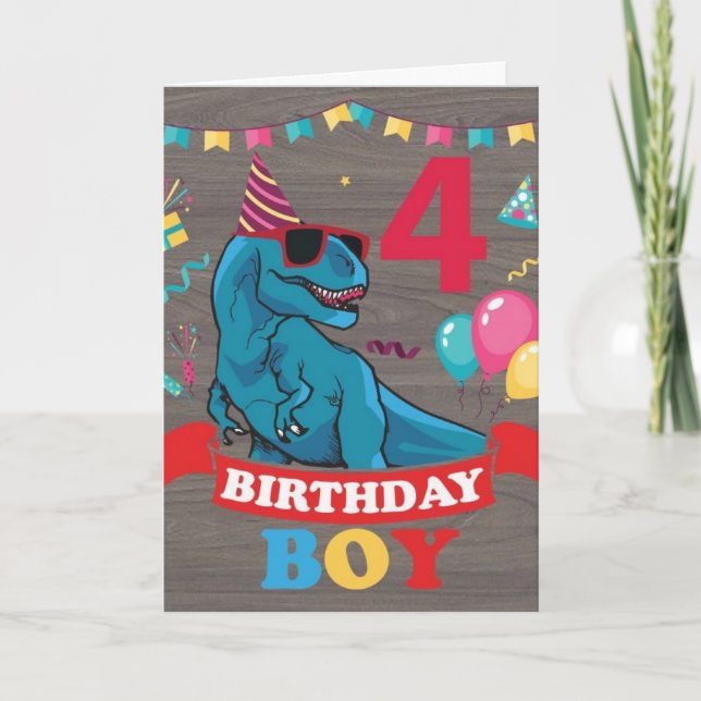 Carte d'anniversaire pour garçons - Dinosaur Celeb (Devant)