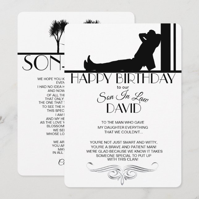 Carte d'anniversaire pour gendre (Devant / Derrière)
