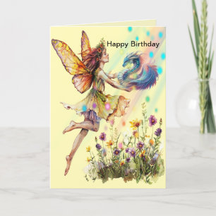 Carte d'anniversaire pour Jeune Fille avec Fée et 