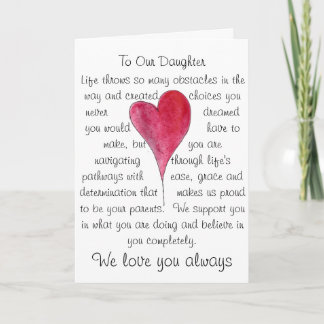 Carte d'anniversaire pour la fille avec le coeur