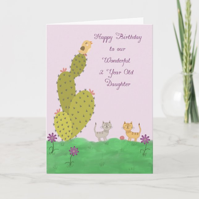 Carte d'anniversaire pour la fille de 2 ans (Devant)