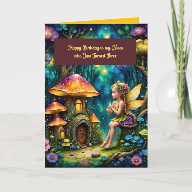 Carte d'anniversaire pour la nièce de trois ans (Devant)