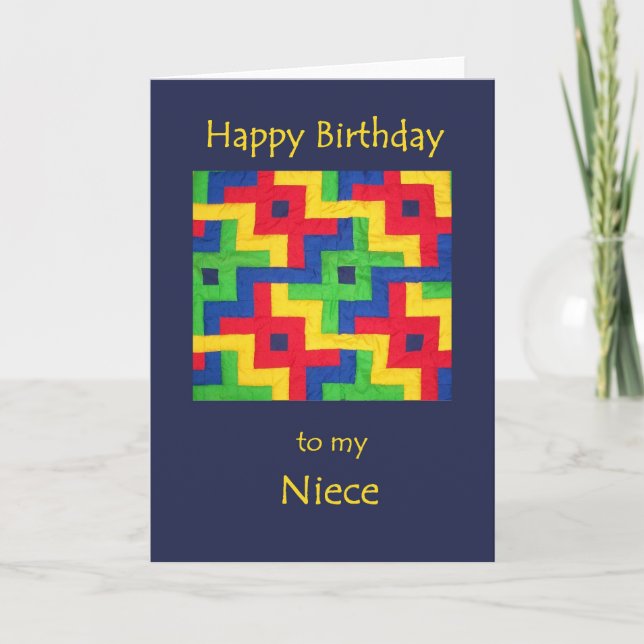 Carte d'anniversaire pour la nièce - Patchwork Qui (Devant)