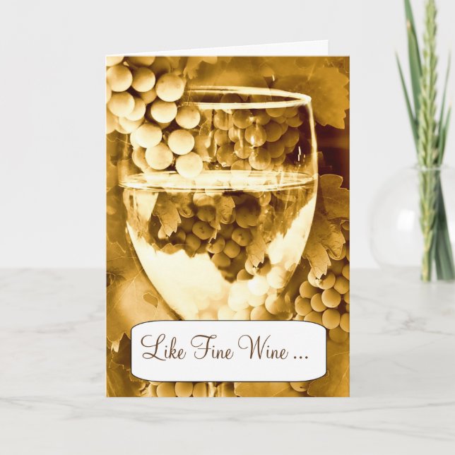 Carte d'anniversaire pour le vin vieillissant (Devant)