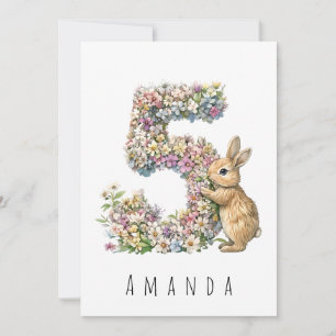 Carte d'anniversaire pour les 5 ans de Bunny Flora